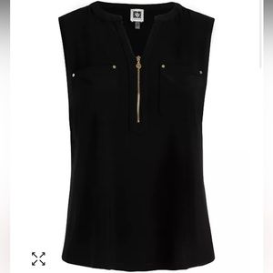 Anne Klein Zip-Front Sleeves Top